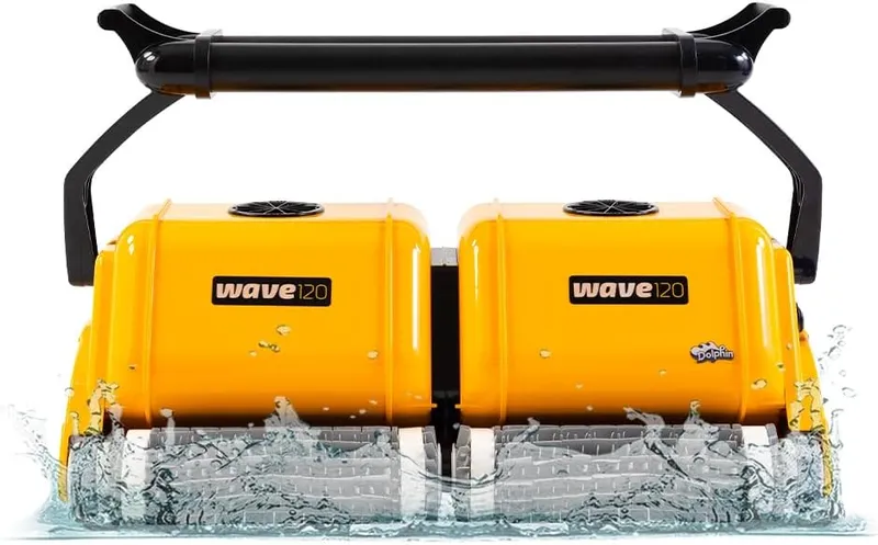 Dolphin Wave 120 Automatic Robotic Pool Vacuum Cleaner Includes Remote and Multi-Purpose Caddy